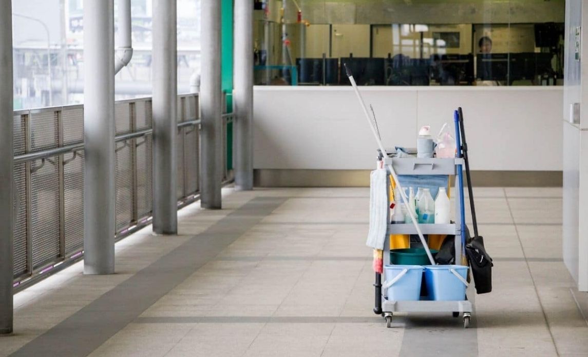 Commercial cleaning supplies for a commercial setting