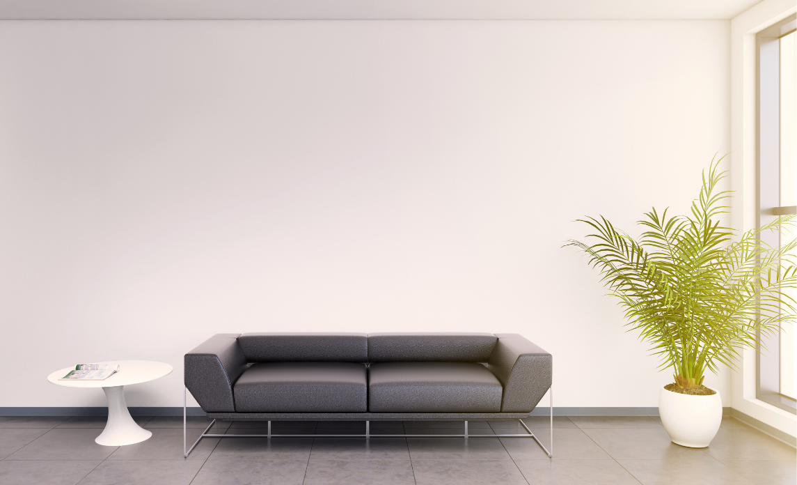 Leather couch in an office lobby