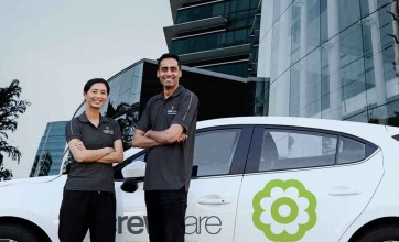 Commercial cleaning crew and vehicle