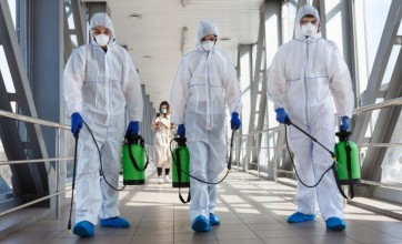 Coronavirus cleaning team ready for disinfection, preventative cleaning