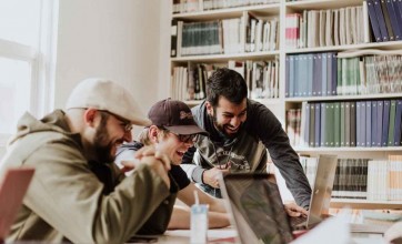 Employees in a bright office atmosphere