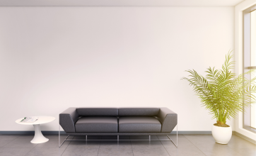 Leather couch in an office lobby